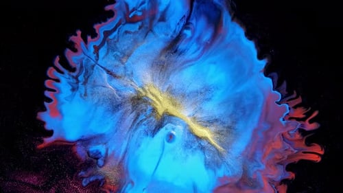 Abstract Fluid Art Mix Color Paint Dark Background Color Slow Motion Macro