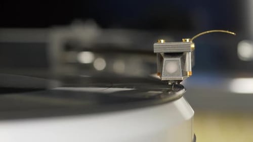 Vintage Vinyl Record Spinning on Turntable