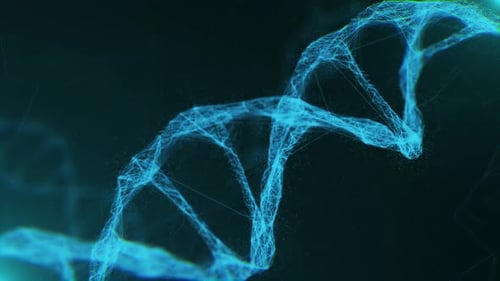 Blue Binary Molecules Structure DNA Model Rotating Medical 3D Animation