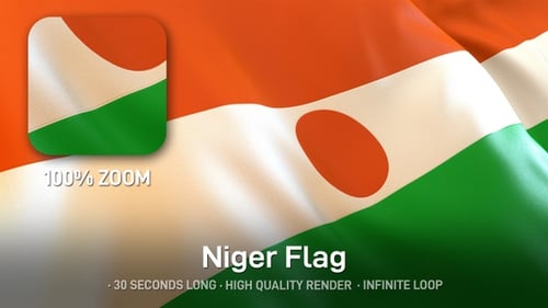 Niger National Flag Waving Realistic 3D Animation