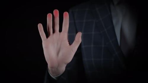 Businessman in Suit Scan Handprint Identity