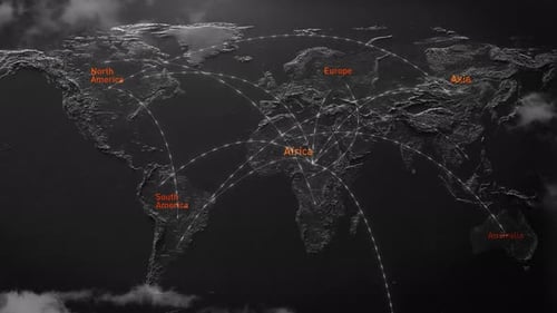 Animated World Map with Global Network Connection Lines