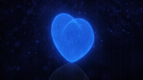 Digital Wireframe Heart Morphing Animation Background