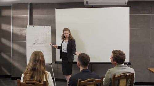 Businesswoman Presenting Data at a Meeting