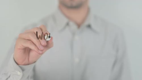 Work Safety Writing on Screen with Hand