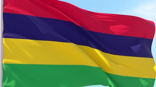 Mauritius Flag Waving in Realistic Fabric Animation