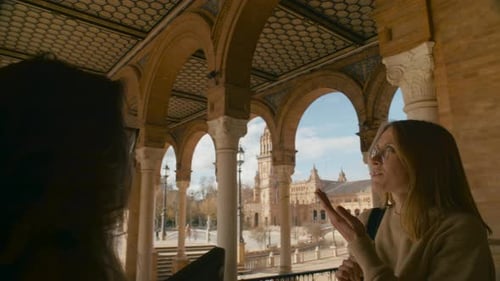 Two Friends Students Talk in University Hall