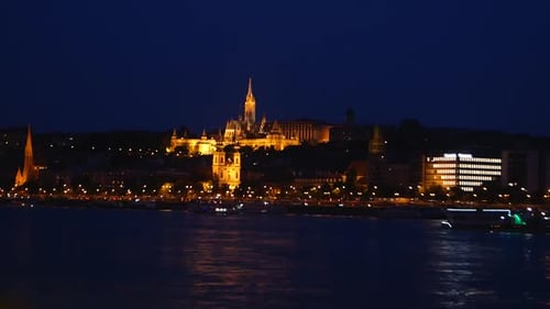 Night view of Buda part of Budapest, Hungary. View from the river Danube