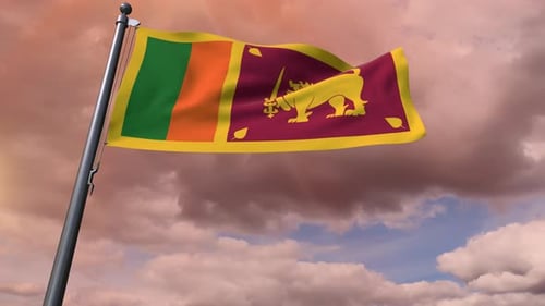 Sri Lanka National Flag Waving in Realistic Wind