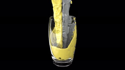 Dynamic Yellow and Grey Fluid Pouring into Glass