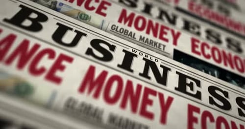 Business and Finance Newspaper Headlines Seamless Loop