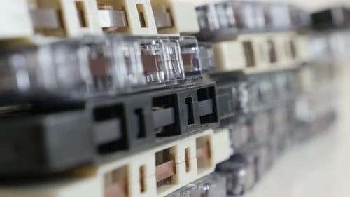 Stacked Audio Cassette Tapes Close Up