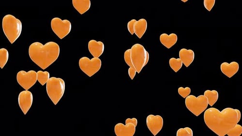 Animated Glossy Orange Hearts Particle Effect