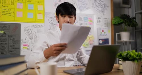 Manager man receive document from employee