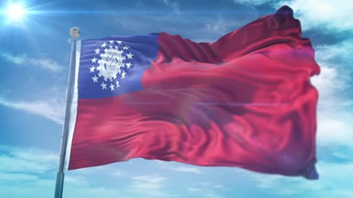 4K 3D Myanmar Burma Flag