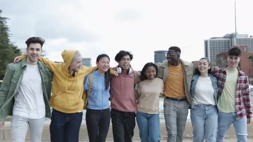 Group of Diverse Young Friends Walking Together