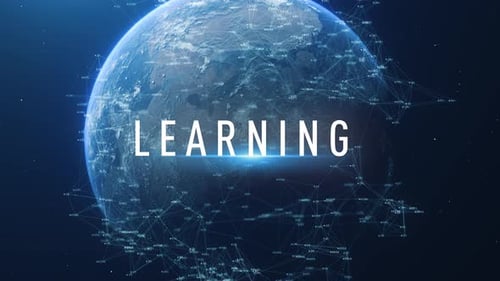 Futuristic Learning Concept with Rotating Earth and Digital Network