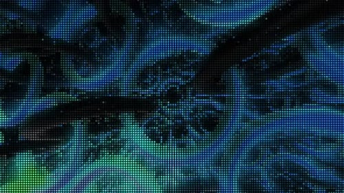 Die blaue Mosaik-Abstraktion bewegt sich im 3D-Modus