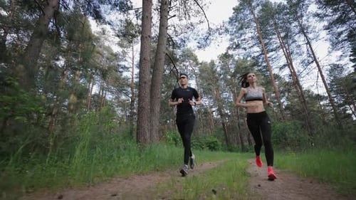 Active Couple Running Outdoors