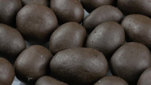 Close-Up of Chocolate Covered Oval Treats