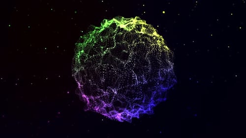 Abstract Colorful Digital Particle Sphere Loop Background