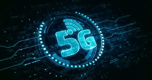 5G high-speed mobile phone network symbol digital concept