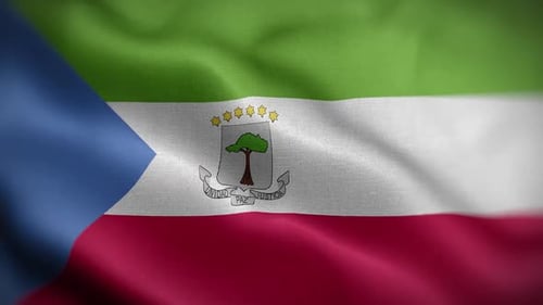 Equatorial Guinea National Flag Waving in Realistic Fabric Motion