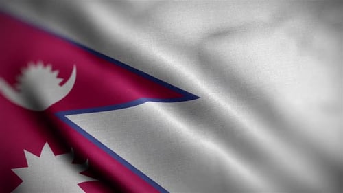 Waving Fabric Flag of Nepal Animation