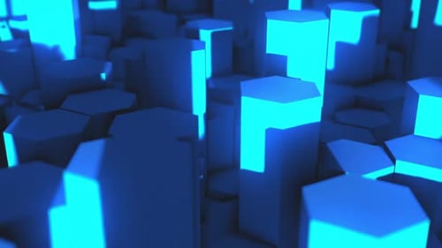 Futuristic Glowing Hexagons Digital Grid Pulsating Motion Background