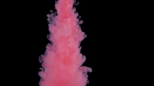 Real Shot Pink Paint in the Water in Slow Motion. Ink Swirling Underwater. Cloud of Ink Collision