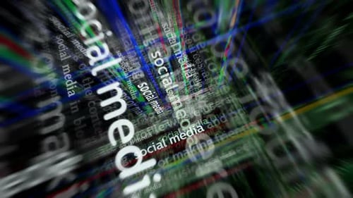 Glitch Social Media Text Background: Dynamic Digital Technology Animation