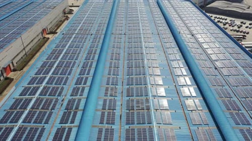 Solar power station on factory rooftop