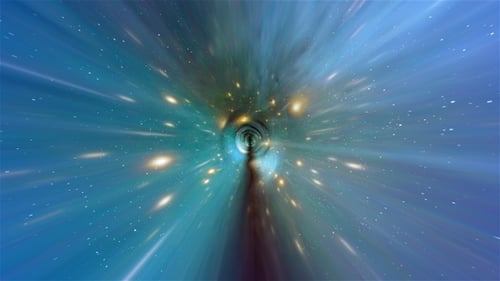 Cosmic Space Travel Through Wormhole Tunnel Animation