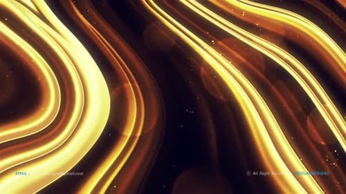 Abstract Golden Fluid Lines and Particles Motion Background