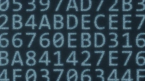 HITECH-Text mit vielen Symbolen auf dem Computerbildschirm