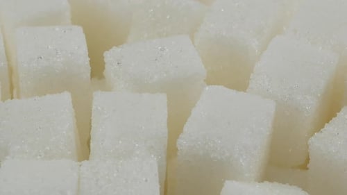 White sugar cubes close up