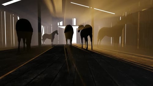 Chevaux et gardien de chevaux