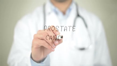 Doctor Writing Prostate Cancer with Marker