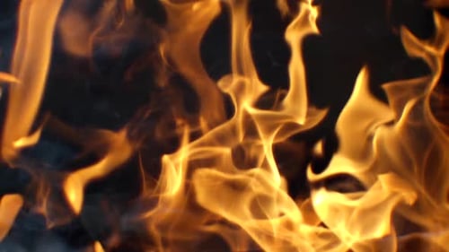 Burning Fire Flames Close-Up with Smoke