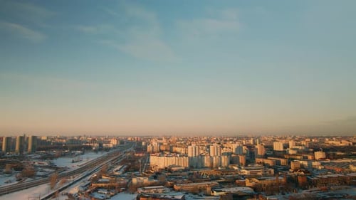 Suburb of a big city. City block from the height of the flight.
