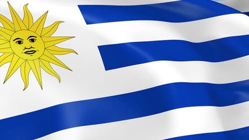 Realistic Waving Uruguay Flag Seamless Loop