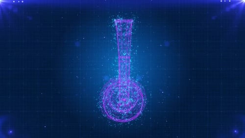Glowing Digital Headphones HUD Wireframe Loop