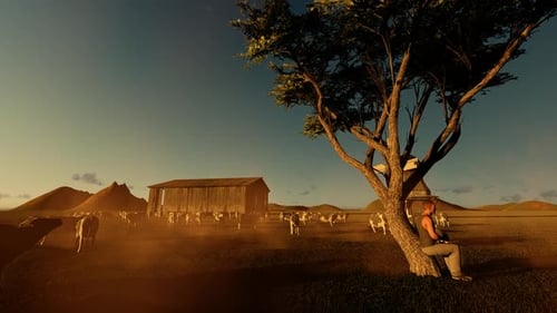 Windmills And Animals On The Farm