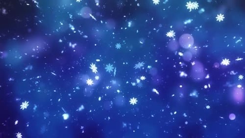 Animated Falling Snowflakes with Blue Bokeh Lights Background