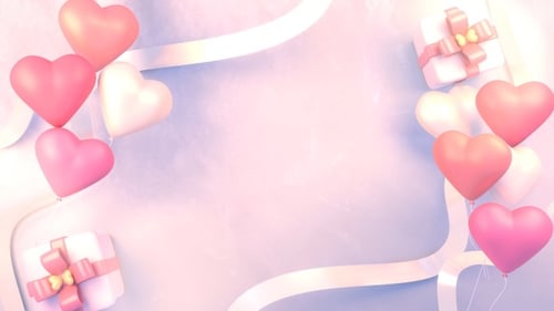 Elegant Heart Balloons and Gift Boxes Frame Background Animation