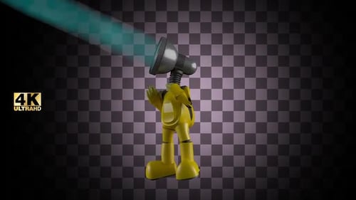Animated 3D Robot Character with Spotlight Head Dancing