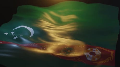 Turkmenistan National Flag Realistic Waving Animation