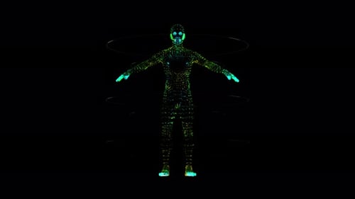 Digital Human Body Scan Hologram with Rotating Particles