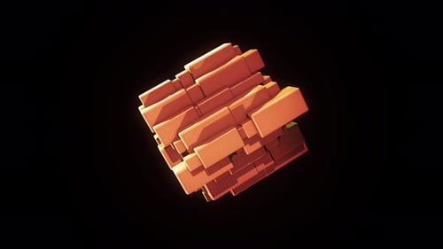 The concept of logical thinking, spinning figure of small blocks