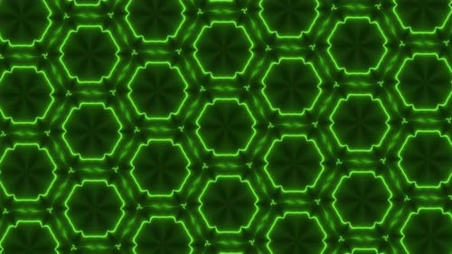 Neuer grüner Farbe Neonlicht Abstrakter Sechseckspiegel Flüssigkeit Animierter Hintergrund
